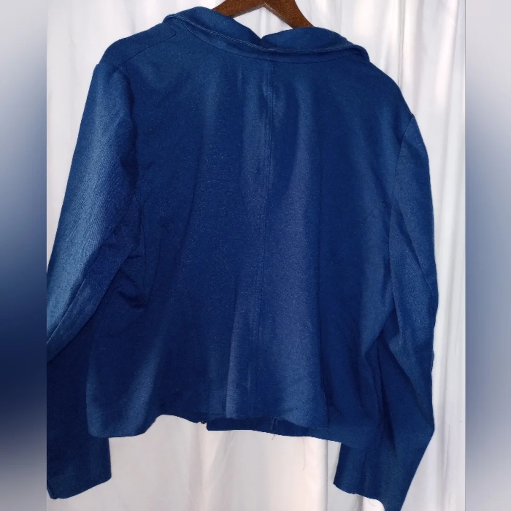 Lane Bryant 24 Women's Navy Moto Jacket Blazer Zippers Plus Stretchy Comfy